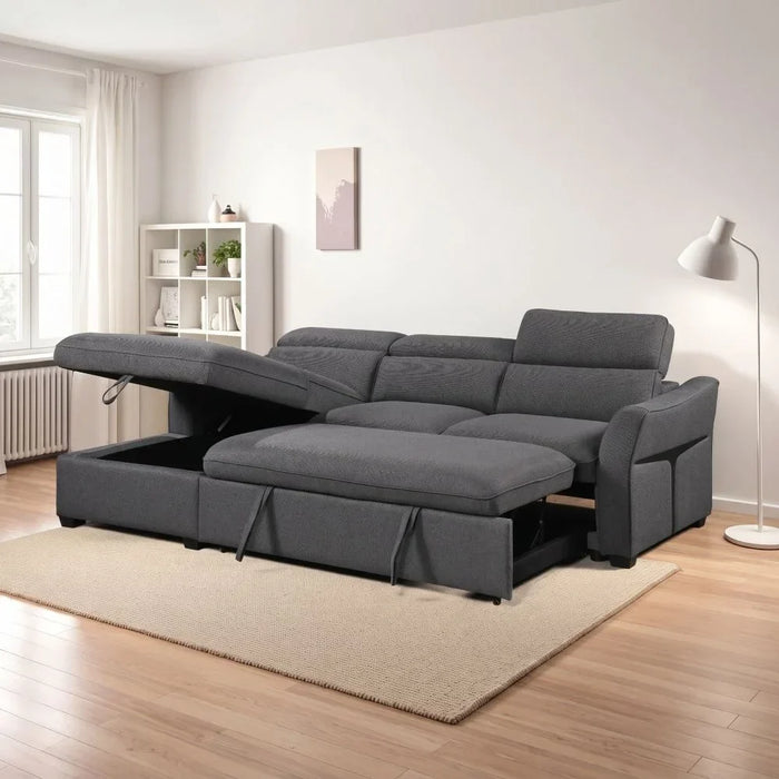 Frank Fabric Left Corner With Storage Sofa | Modern Design L Shape Corner Sofas | Comfortable Living Room Furniture L159xW102xH94cm - Charcoal