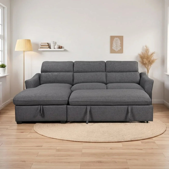 Frank Fabric Left Corner With Storage Sofa | Modern Design L Shape Corner Sofas | Comfortable Living Room Furniture L159xW102xH94cm - Charcoal