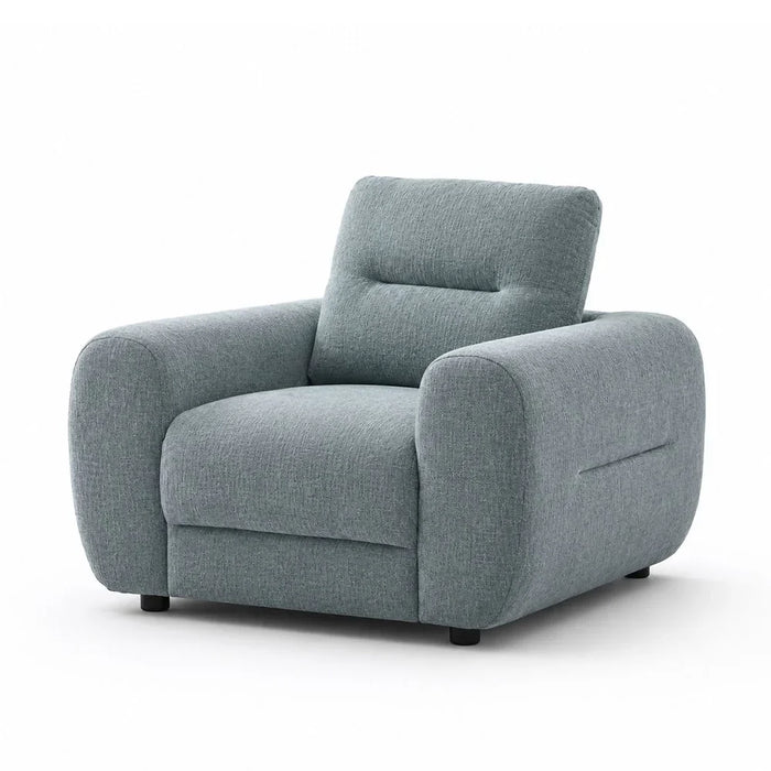 Branson 1 Seater Fabric Sofa | Armchair | Modern Design Single Seater Accent Chair | Comfortable Living Room Furniture L106xW97xH90cm - Light Blue
