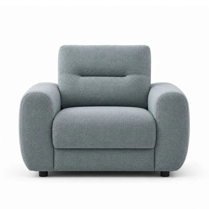 Branson 1 Seater Fabric Sofa | Armchair | Modern Design Single Seater Accent Chair | Comfortable Living Room Furniture L106xW97xH90cm - Light Blue