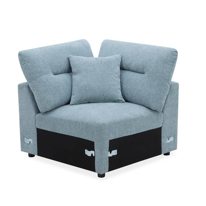 Branson Sectional Fabric Sofa | Modern Design L Shape Corner Sofas | Comfortable Living Room Furniture L290xW290xH90cm - Light Blue