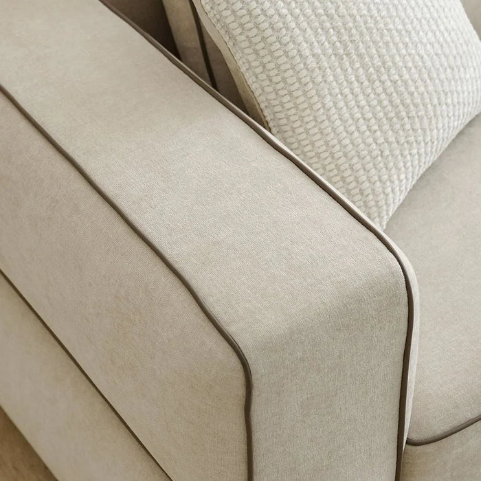 Madelle 3 Seater Fabric Sofa | Modern Design Three Seat Sofas | Comfortable Living Room Furniture L239xW110xH67cm - Beige/Brown