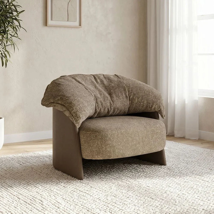 Madelle 1 Seater Fabric Sofa | Armchair | Modern Design Single Seater Accent Chair | Comfortable Living Room Furniture L100xW83xH75cm - Beige/Light Brown