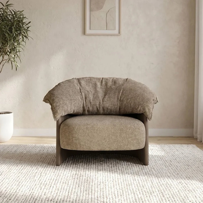 Madelle 1 Seater Fabric Sofa | Armchair | Modern Design Single Seater Accent Chair | Comfortable Living Room Furniture L100xW83xH75cm - Beige/Light Brown
