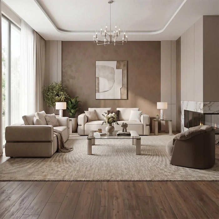 Madelle 1 Seater Fabric Sofa | Armchair | Modern Design Single Seater Accent Chair | Comfortable Living Room Furniture L100xW83xH75cm - Beige/Light Brown