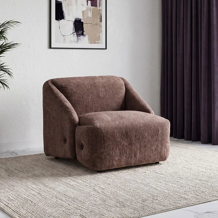 Mayla 1 Seater Fabric Sofa | Armchair | Modern Design Single Seater Accent Chair | Comfortable Living Room Furniture L99xW98xH77cm - Dark Brown