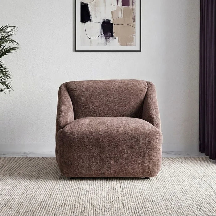 Mayla 1 Seater Fabric Sofa | Armchair | Modern Design Single Seater Accent Chair | Comfortable Living Room Furniture L99xW98xH77cm - Dark Brown