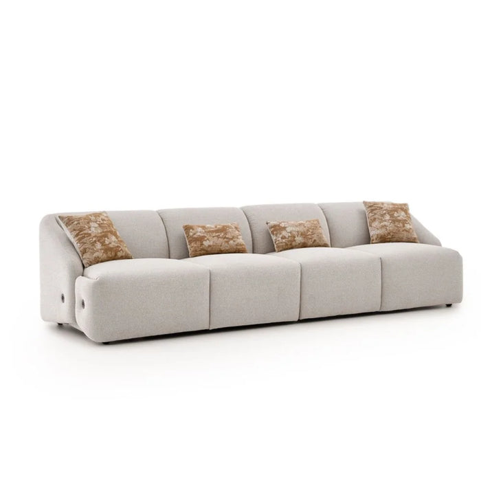 Mayla 4 Seater Fabric Sofa | Modern Design Four Seat Sofas | Comfortable Living Room Furniture L315xW100xH77cm - Light Brown