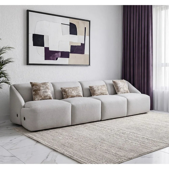 Mayla 4 Seater Fabric Sofa | Modern Design Four Seat Sofas | Comfortable Living Room Furniture L315xW100xH77cm - Light Brown
