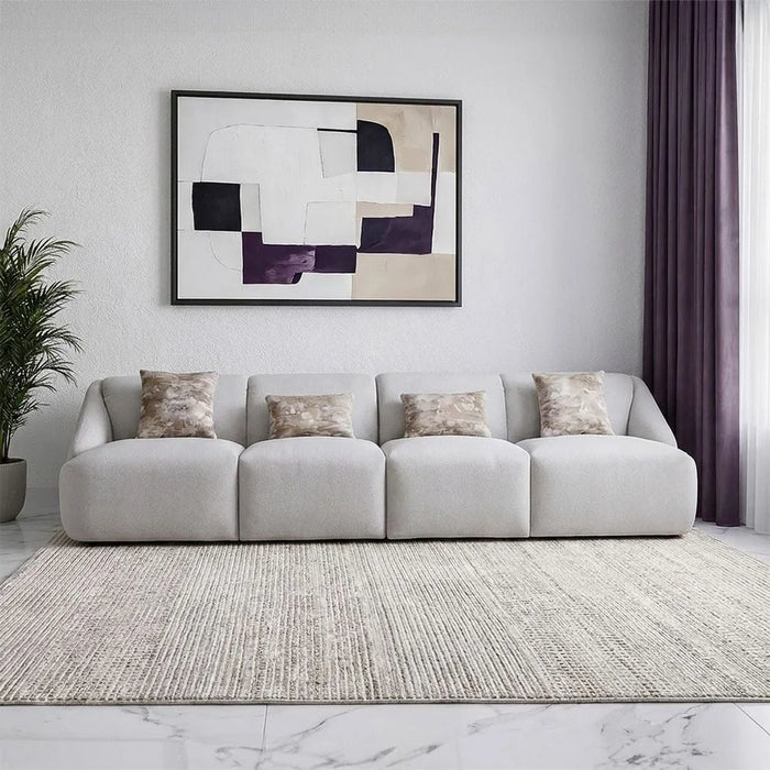Mayla 4 Seater Fabric Sofa | Modern Design Four Seat Sofas | Comfortable Living Room Furniture L315xW100xH77cm - Light Brown