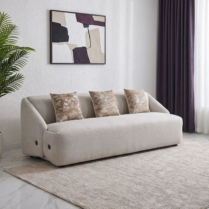 Mayla 3 Seater Fabric Sofa | Modern Design Three Seat Sofas | Comfortable Living Room Furniture L225xW98xH77cm - Light Brown