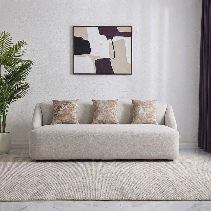 Mayla 3 Seater Fabric Sofa | Modern Design Three Seat Sofas | Comfortable Living Room Furniture L225xW98xH77cm - Light Brown