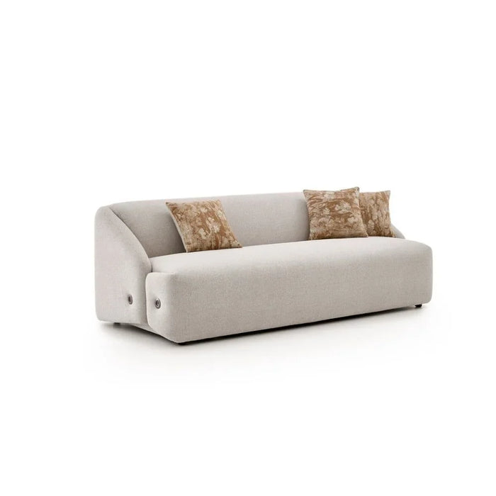 Mayla 3 Seater Fabric Sofa | Modern Design Three Seat Sofas | Comfortable Living Room Furniture L225xW98xH77cm - Light Brown