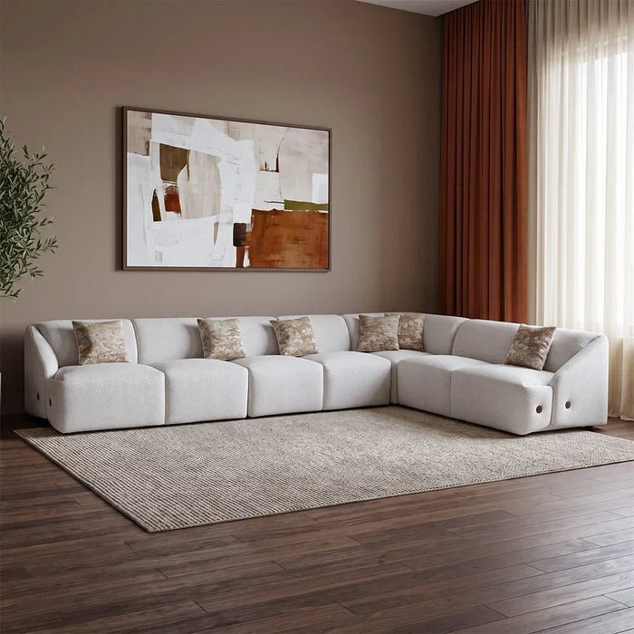 Mayla Sectional Fabric Corner Sofa | Modern Design L Shape Corner Sofas | Comfortable Living Room Furniture L327xW327xH77cm - Light Brown