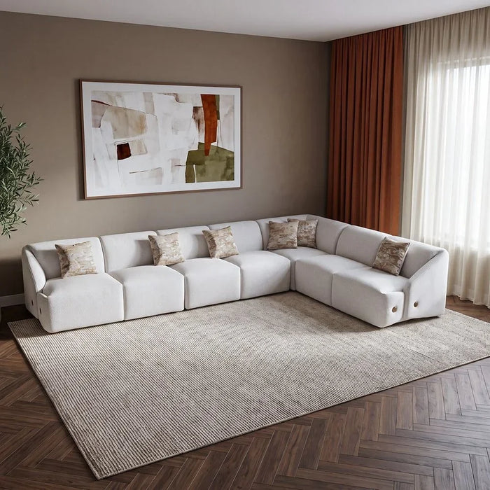 Mayla Sectional Fabric Corner Sofa | Modern Design L Shape Corner Sofas | Comfortable Living Room Furniture L327xW327xH77cm - Light Brown
