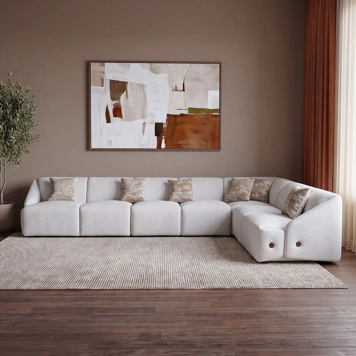 Mayla Sectional Fabric Corner Sofa | Modern Design L Shape Corner Sofas | Comfortable Living Room Furniture L327xW327xH77cm - Light Brown