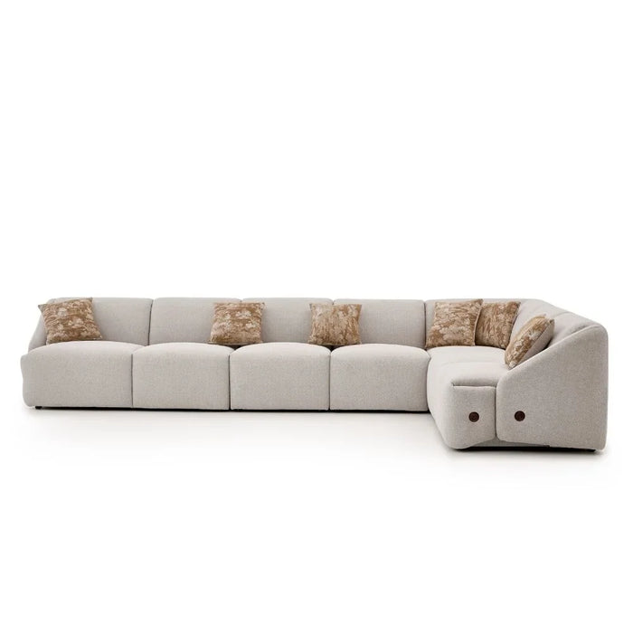 Mayla Sectional Fabric Corner Sofa | Modern Design L Shape Corner Sofas | Comfortable Living Room Furniture L327xW327xH77cm - Light Brown