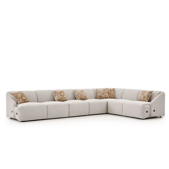 Mayla Sectional Fabric Corner Sofa | Modern Design L Shape Corner Sofas | Comfortable Living Room Furniture L327xW327xH77cm - Light Brown