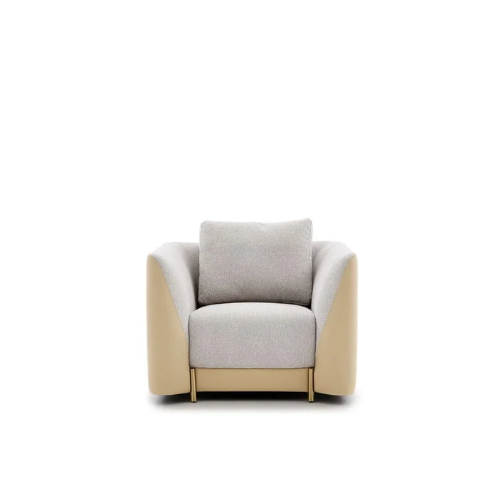 Averie 1 Seater Fabric/Faux Leather Sofa | Armchair | Modern Design Single Seater Accent Chair | Comfortable Living Room Furniture L103xW98xH73.5cm - Camel/Beige