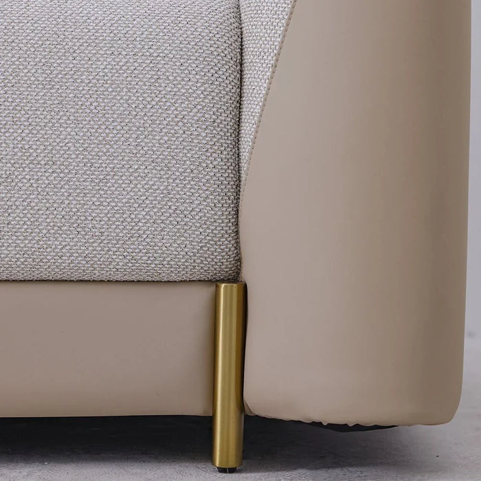 Averie 1 Seater Fabric/Faux Leather Sofa | Armchair | Modern Design Single Seater Accent Chair | Comfortable Living Room Furniture L103xW98xH73.5cm - Camel/Beige