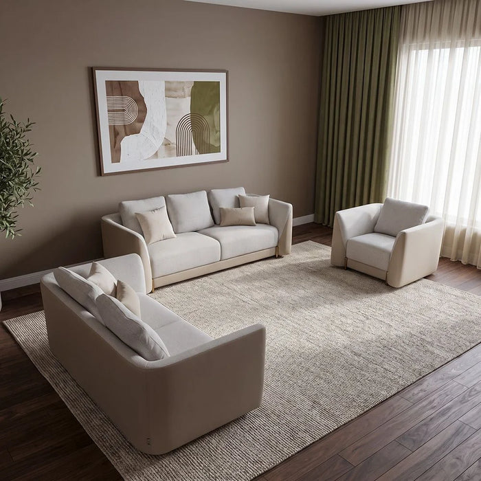 Averie 1 Seater Fabric/Faux Leather Sofa | Armchair | Modern Design Single Seater Accent Chair | Comfortable Living Room Furniture L103xW98xH73.5cm - Camel/Beige