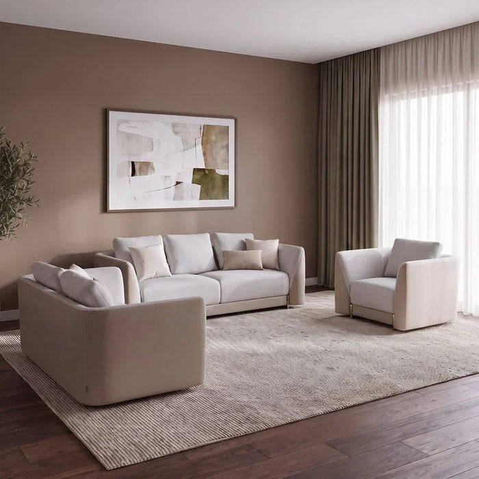 Averie 1 Seater Fabric/Faux Leather Sofa | Armchair | Modern Design Single Seater Accent Chair | Comfortable Living Room Furniture L103xW98xH73.5cm - Camel/Beige