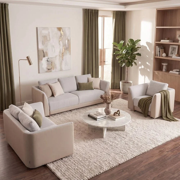Averie 1 Seater Fabric/Faux Leather Sofa | Armchair | Modern Design Single Seater Accent Chair | Comfortable Living Room Furniture L103xW98xH73.5cm - Camel/Beige