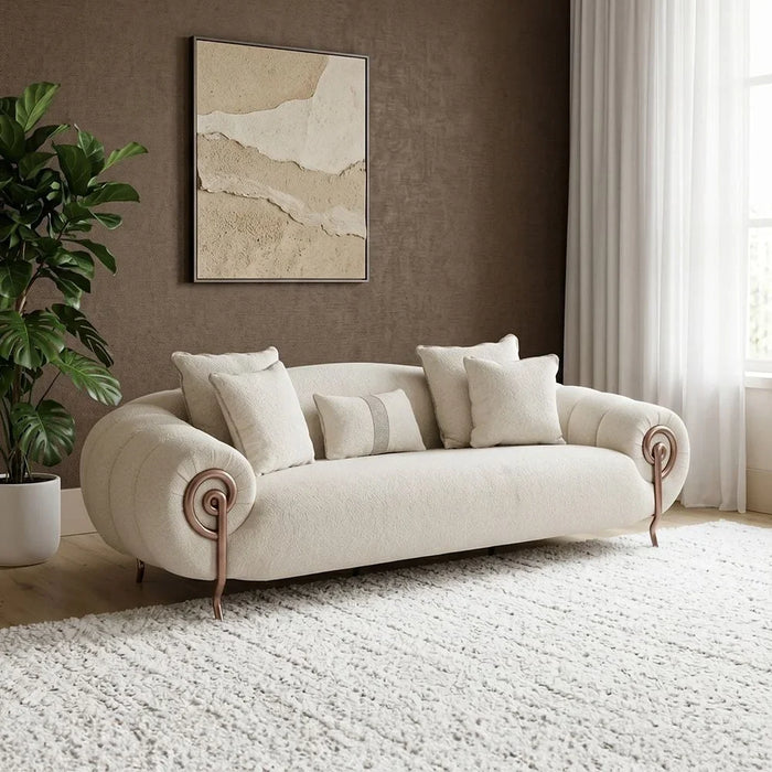Corwin 3 Seater Fabric Sofa | Modern Design Three Seat Sofas | Comfortable Living Room Furniture L265xW114xH84cm - Beige