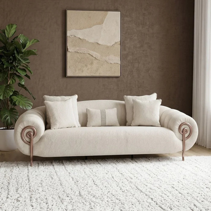 Corwin 3 Seater Fabric Sofa | Modern Design Three Seat Sofas | Comfortable Living Room Furniture L265xW114xH84cm - Beige