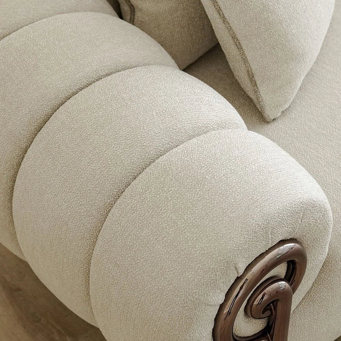 Corwin 3 Seater Fabric Sofa | Modern Design Three Seat Sofas | Comfortable Living Room Furniture L265xW114xH84cm - Beige
