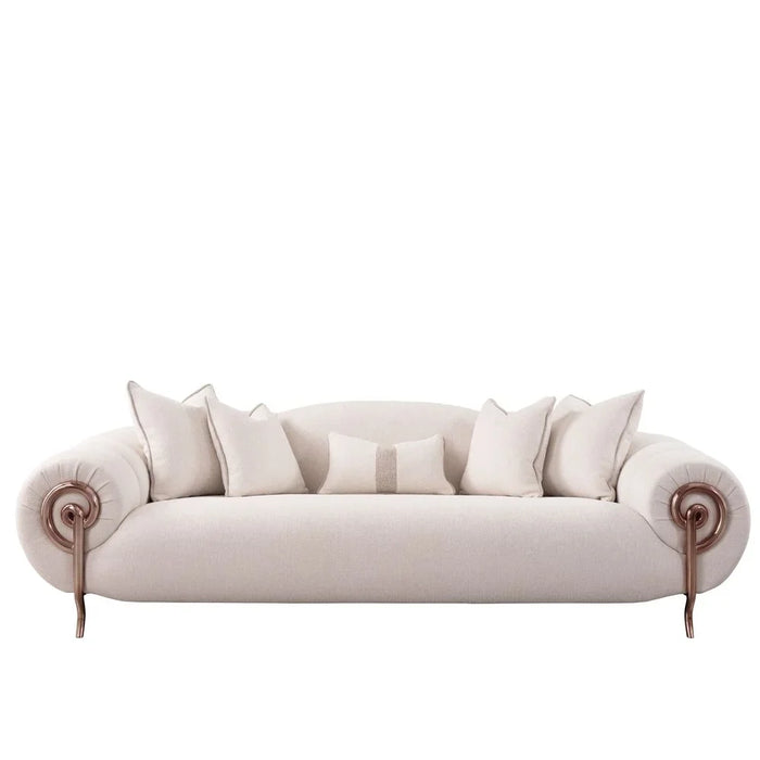 Corwin 3 Seater Fabric Sofa | Modern Design Three Seat Sofas | Comfortable Living Room Furniture L265xW114xH84cm - Beige