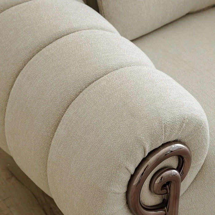 Corwin 1 Seater Fabric Sofa | Armchair | Modern Design Single Seater Accent Chair | Comfortable Living Room Furniture L145xW112xH78cm - Beige