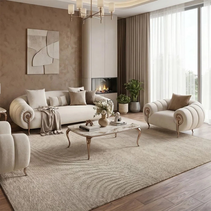 Corwin 1 Seater Fabric Sofa | Armchair | Modern Design Single Seater Accent Chair | Comfortable Living Room Furniture L145xW112xH78cm - Beige