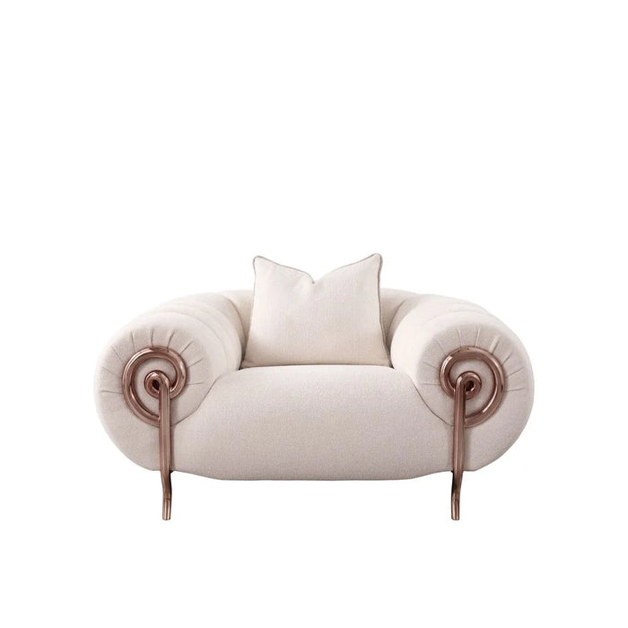 Corwin 1 Seater Fabric Sofa | Armchair | Modern Design Single Seater Accent Chair | Comfortable Living Room Furniture L145xW112xH78cm - Beige