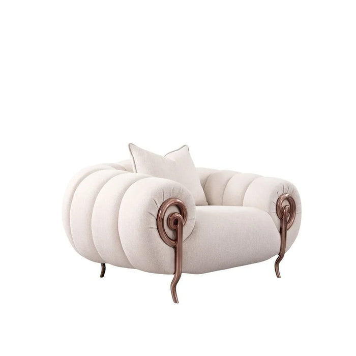 Corwin 1 Seater Fabric Sofa | Armchair | Modern Design Single Seater Accent Chair | Comfortable Living Room Furniture L145xW112xH78cm - Beige
