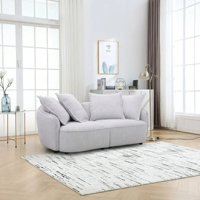 Lumi 3 Seater Fabric Sofa | Modern Design Three Seat Sofas | Comfortable Living Room Furniture L208xW101xH87cm - Light Grey