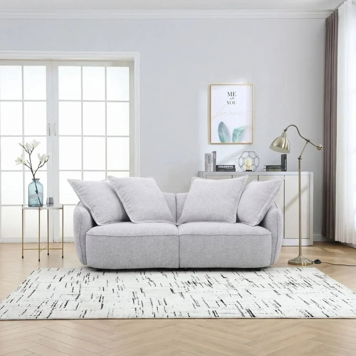 Lumi 3 Seater Fabric Sofa | Modern Design Three Seat Sofas | Comfortable Living Room Furniture L208xW101xH87cm - Light Grey