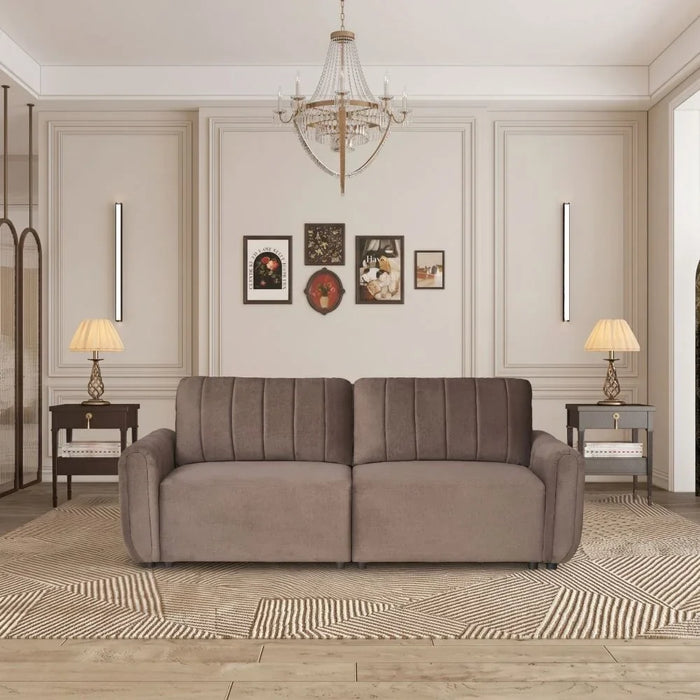 Nildur 2 Seater Fabric Sofabed | Convertible Sleeping Sofabed | Comfortable Living Room Furniture L228xW94xH95cm - Dark Brown