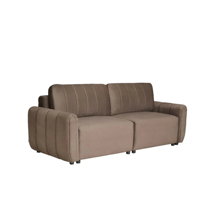 Nildur 2 Seater Fabric Sofabed | Convertible Sleeping Sofabed | Comfortable Living Room Furniture L228xW94xH95cm - Dark Brown