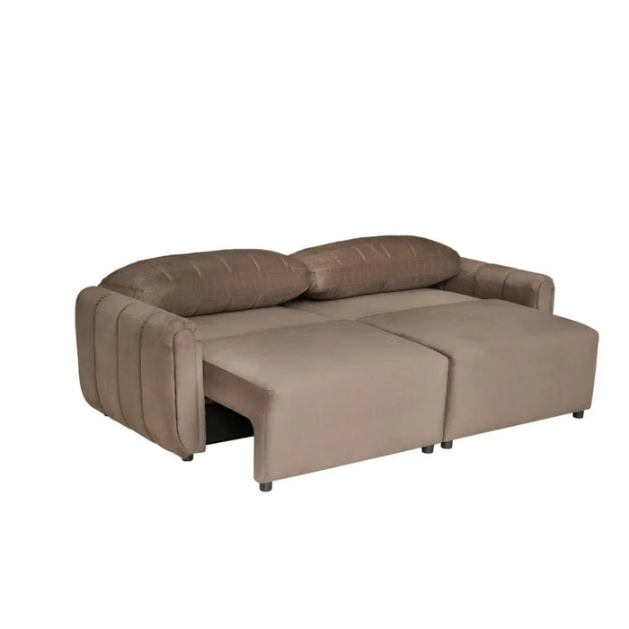 Nildur 2 Seater Fabric Sofabed | Convertible Sleeping Sofabed | Comfortable Living Room Furniture L228xW94xH95cm - Dark Brown
