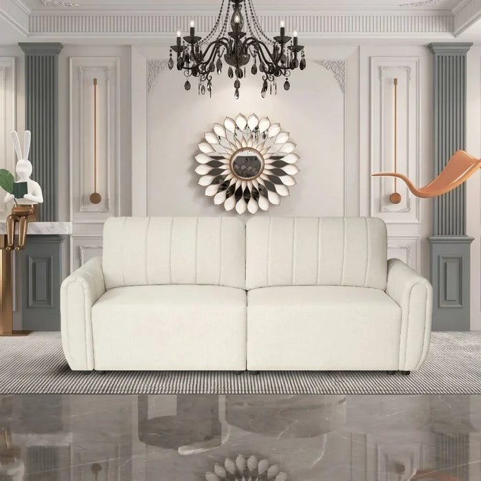 Nildur 2 Seater Fabric Sofabed | Convertible Sleeping Sofabed | Comfortable Living Room Furniture L228xW94xH95cm - Beige