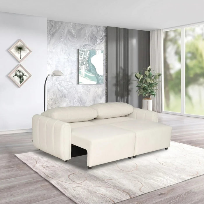 Nildur 2 Seater Fabric Sofabed | Convertible Sleeping Sofabed | Comfortable Living Room Furniture L228xW94xH95cm - Beige