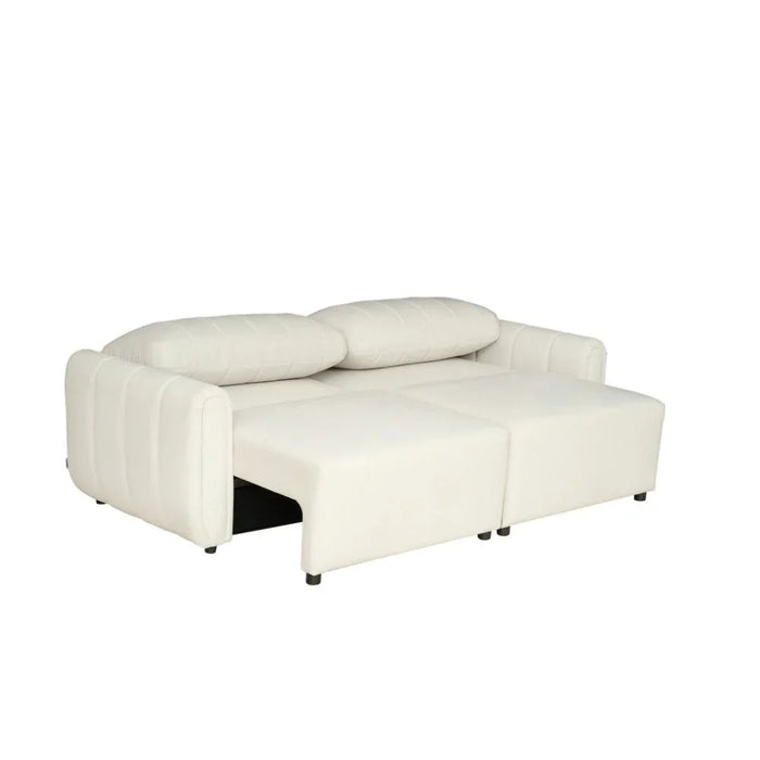Nildur 2 Seater Fabric Sofabed | Convertible Sleeping Sofabed | Comfortable Living Room Furniture L228xW94xH95cm - Beige
