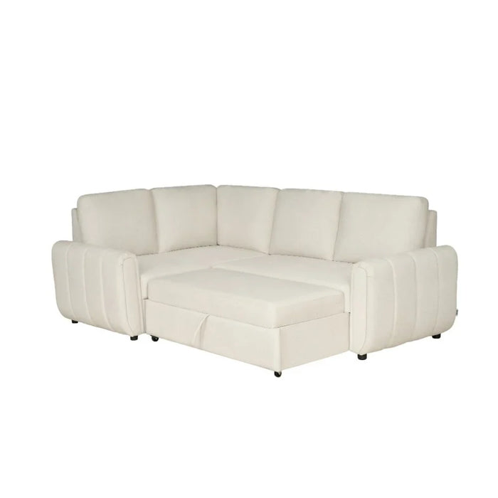 Rosso Fabric Left Corner Sofabed | Modern Design L Shape Corner Sofas | Comfortable Living Room Furniture L169xW94xH100cm - Beige