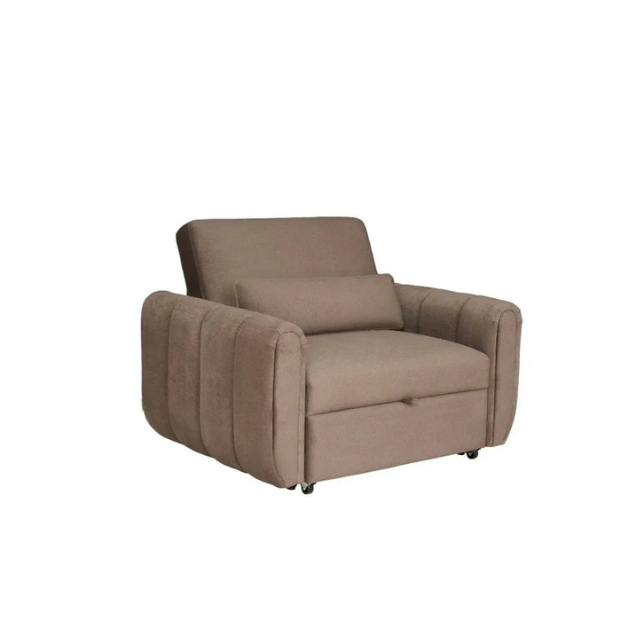 Arce 1 Seater Fabric Sofabed | Convertible Sleeping Sofabed | Comfortable Living Room Furniture L128xW94xH95cm - Dark Brown