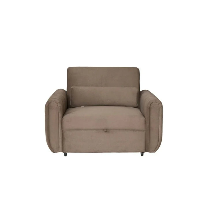 Arce 1 Seater Fabric Sofabed | Convertible Sleeping Sofabed | Comfortable Living Room Furniture L128xW94xH95cm - Dark Brown
