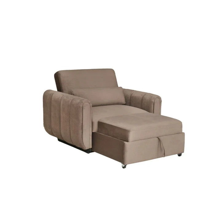 Arce 1 Seater Fabric Sofabed | Convertible Sleeping Sofabed | Comfortable Living Room Furniture L128xW94xH95cm - Dark Brown