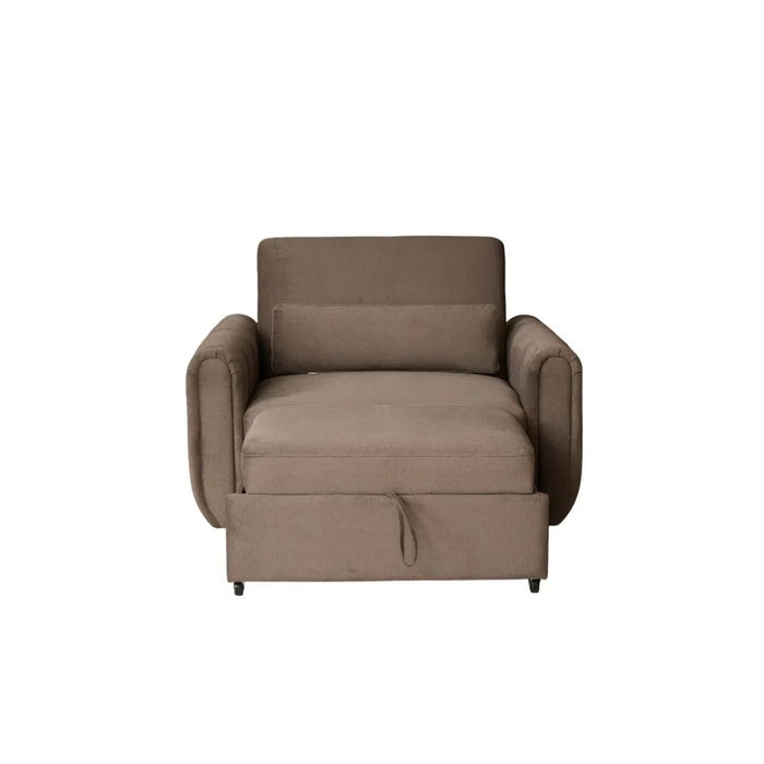 Arce 1 Seater Fabric Sofabed | Convertible Sleeping Sofabed | Comfortable Living Room Furniture L128xW94xH95cm - Dark Brown