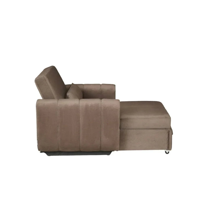 Arce 1 Seater Fabric Sofabed | Convertible Sleeping Sofabed | Comfortable Living Room Furniture L128xW94xH95cm - Dark Brown