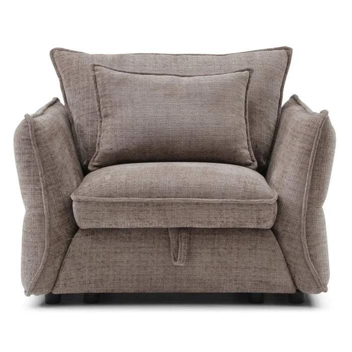Aulus 1 Seater Fabric Sofa With Storage | Armchair | Modern Design Single Seater Accent Chair | Comfortable Living Room Furniture L106xW88xH90cm - Choco